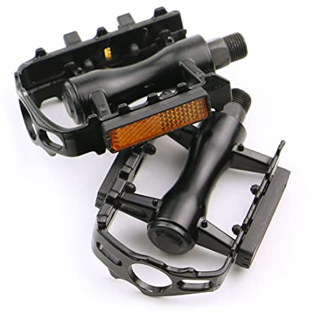 Ncheli 2 pcs Bike Pedale, Mountainbike, Rennrad, Cyclocross-Fahrrad, Fahrrad mit festem Gang Pedale mit Anti-Rutsch und Reflektoren, Fahrradpedale rutschfeste Trittfläche, Achskörper 9/16