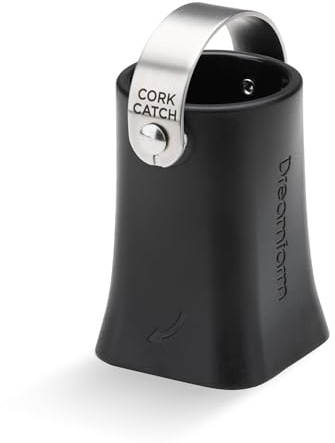 Dreamfarm Champop Safe, Fast & Easy Champagnerflaschenöffner, Korkverschluss und Auffangbehälter, Schwarz