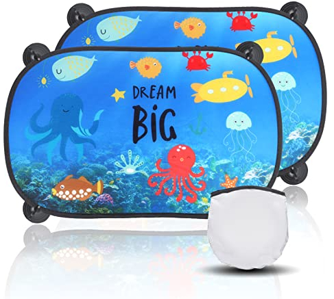 JOPHEK Sonnenschutz Auto Baby, Sonnenschutz Auto Baby mit UV Schutz, 2 Stück Sonnenschutz Auto Seitenscheibe mit Saugnäpfen, Autofenster Sonnenschutz Kinder für Schützt Mitfahrer, Kinder, 51x31cm