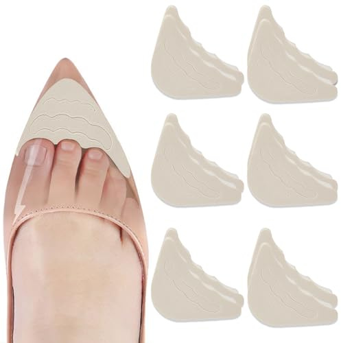 NICENEEDED 6 paire D'Inserts de Remplissage D'Orteils en Mousse Réglables, Bouchons D'Orteils à Talons Hauts Réutilisables pour Chaussures Trop Grandes et Trop Lâches