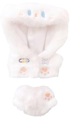 niannyyhouse Vestiti per bambole di peluche, 10-15 cm, 20 cm, 40 cm, con cappuccio, pantaloni, orsetto del latte, accessori per bambole (10-15 cm)