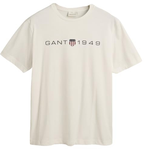 GANT Camiseta Estampada para Hombre, Cáscara De Huevo, XL