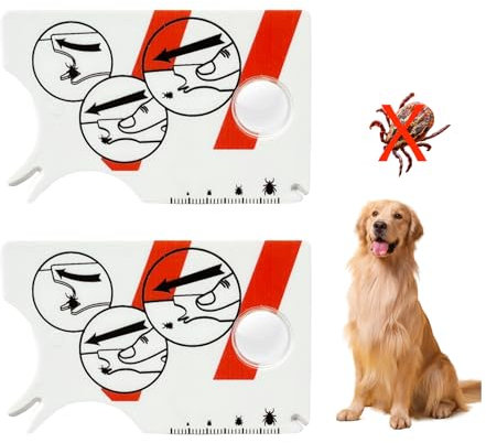 Lilbitty 2 Stücke Zeckenkarte, Zecken Waagenkarte mit Lupe, schnelle Reinigung von Zecken für Menschen, Kinder, Hunde und Katzen, Zeckenentferner Mensch, Zeckenschlinge