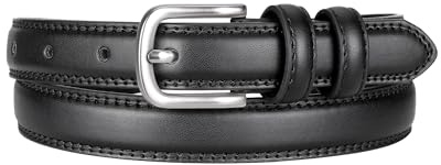 EsengNoyi Ladies Belts for Jeans Pants, Skinny Black Belt Women for Dresses, Faux Leather M