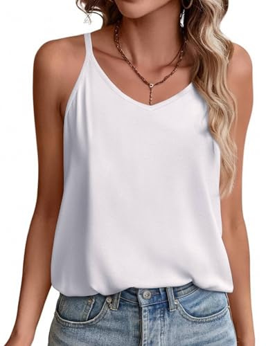 Zeagoo Debardeur Femme Col V Spaghetti Top Chic et élégant Ample Camisole | Caraco Tank Top Ete Haut sans Manche