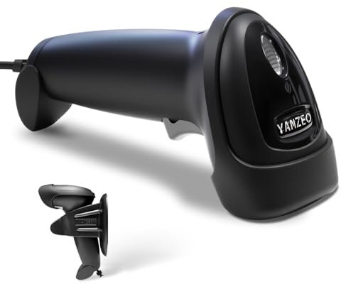 YANZEO S200 2D Barcode Scanner – Hochgeschwindigkeits USB Barcode Scanner mit freihändiger Halterung, QR-Code-Scanner für POS, Inventar und Einzelhandel – Plug & Play