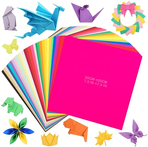 Origami Papier 300 Blatt, 30 Vivo-Farben 20x20cm 80gsm buntes papier zweiseitig quadratisch Faltpapier für Kunst, Basteln & Schule UAP060E