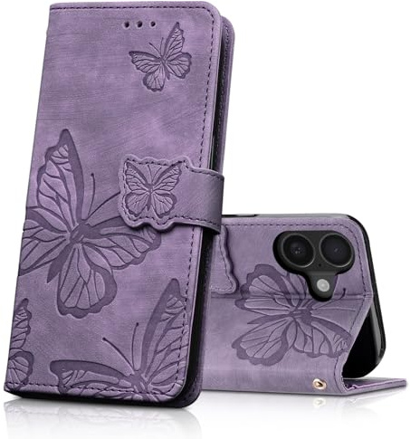CXTcase Coque pour iPhone 17, Housse en Cuir PU Etui à Rabat, Magnétique Pochette Portefeuille Étui de Protection pour iPhone 17, Violet