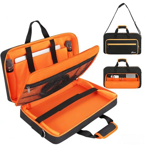 AKOZLIN Funda para controlador DJ DDJ FLX4/DDJ REV1/DDJ 400/SB2/SB3, con acolchado de algodón perlado, correa ajustable, compartimento para laptop de 15,6 y bolsillos para accesorios