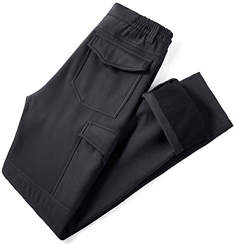 YAWHO Pantalones de senderismo para hombre, pantalones de trekking, softshell, funcionales, pantalones cargo/secado rápido, impermeables, resistentes al viento, 108 negro, XL