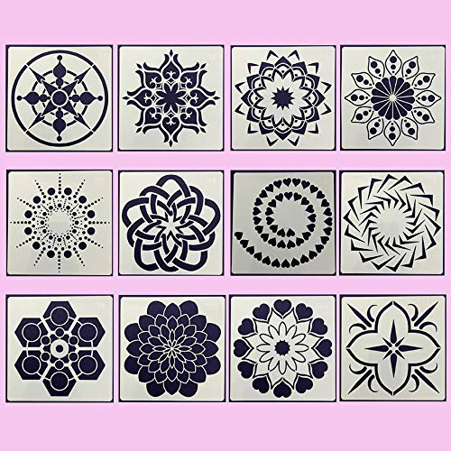 Dotting Malvorlagen Schablonen, Mandala Rock Punktierung Werkzeuge, für DIY Dekor, Felsen Stein, Airbrush, Felsen und Walls Art, Type F 12