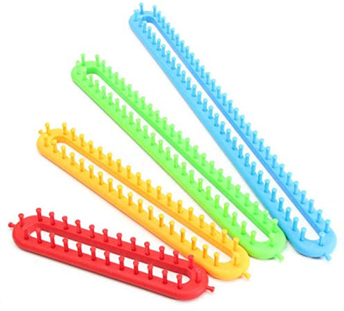 tooloflife 1 x Webstüh-Set, Strick-Bastelset, langer Strickwebstuhl für Socken, Schals, Mützen (58 cm, blau)