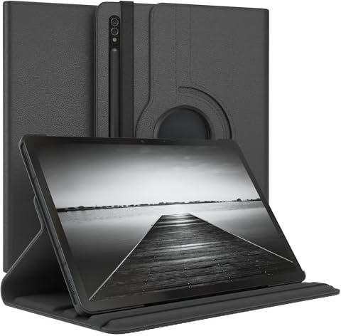 EAZY CASE - Tablet Hülle für Samsung Galaxy Tab S7 / Tab S8 Schutzhülle 11 Zoll Smart Cover Tablet Case Rotationcase zum Aufstellen Klapphülle 360° drehbar mit Standfunktion Tasche Kunstleder Schwarz