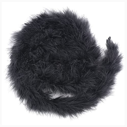 Egurs Fjäderboa 200 cm fluffig girlang fjäderkrans för sömnad hantverk dekoration handgjord fest girlang dekoration kostym tillbehör svart