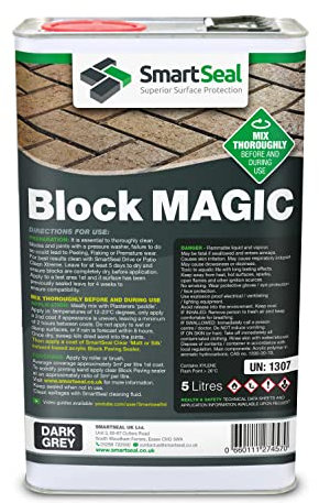 Smartseal ‘Block Magic' – A Re-Colouring Block Paving Sealer. Superior to a Concrete Paint - Transform Old Block Paved Drives or Patios - Easy to Apply 5 Litre (Dark Grey)