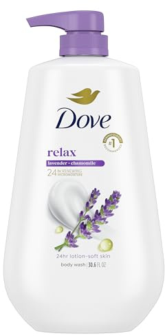 Dove Body Wash with Pump Relax Lavender Oil & Chamomile For 24hr Lotion-Soft Skin Moisturizing Skin Cleanser with No Sulfates No Parabens 30.6 Oz