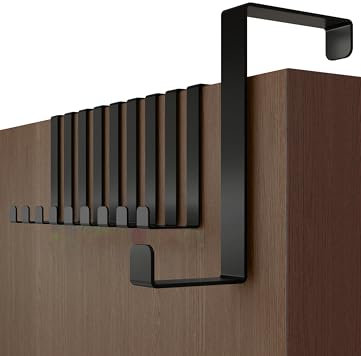 Menz Over Door Hanger – 10 pcs. in Black - Coat Hooks 3.6 cm (1.4) + 4.6 cm (1.8) - Over Door Hook for Hanging Clothes, Coat Rack