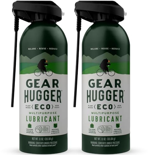 Gear Hugger Multipurpose Lubricant - Eco-Friendly (11 oz, Pack of 2), Rust Remover - Garage Door Lubricant Spray, Door Hinge Lubricant & Lock Lubricant - Plant-Based, No Petroleum, No PTFE