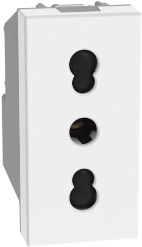 BTICINO MatixGO Presa di corrente bipasso standard italiano 1 modulo Bianco SJW4180F Presa bipasso 2P+T 16 A 250Vac, interasse 19 mm e 26 mm