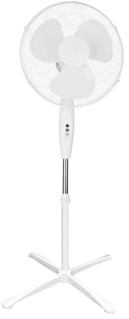 COZYBRITE Pedestal Fan Cooling 16 inch Standing Electric Oscillating Floor Fans with 3 Speed Setting Adjustable Height Tilt Angle for Living Room Bedroom Home Use FS40-3 (White)