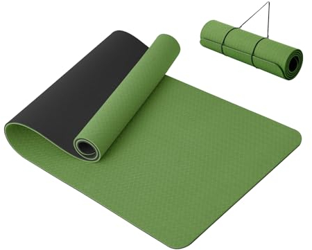 Good Nite Yogamatte, dick, 10 mm, TPE, Yogamatten für Damen und Herren, rutschfeste Gymnastikmatten für Zuhause, Fitness, Workout-Matte, Pilates, 183 x 61 x 1 cm (grün/schwarz)