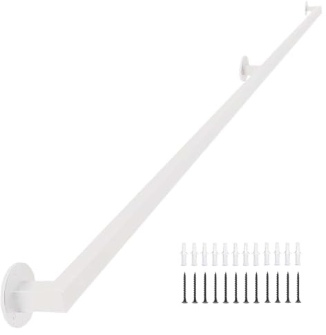 Yopappol Pasamanos de Escalera de Pared de 1, 2, 3, 4, 5 y 6 Metros | Pasamanos de Hierro Forjado para escaleras | Pasamanos para escaleras de Interior y Exterior | Tubo galvanizado Blanco(240cm)