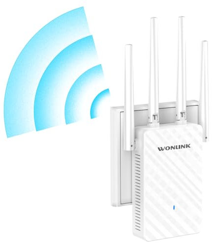 WONLINK WLAN Verstärker, 1200Mbit/s WLAN Repeater für Hause Dualband WiFi Verstärker mit Ethernet-Port, Antennes, Signalanzeige Licht, WPS, WiFi Booster von Repeater/AP/Router Modus, EU Plug, Weiß