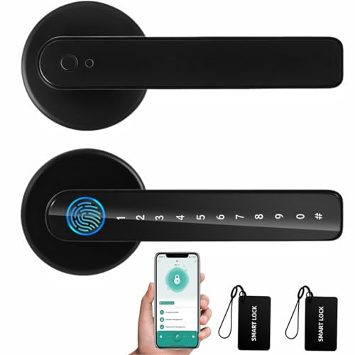 AILRINNI Cerradura Inteligente - 5 Métodos de Desbloqueo con Huella Dactilar, Tarjeta IC, APP, Contraseña, Llave Mecánica, Cerradura Electronica, Desbloqueo Remoto, Protección Contraseña