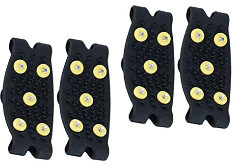 TOYANDONA Pinzas De Hielo para Zapatos Antideslizantes De 5 Dientes TPE, Amarillas, 2 Pares, Cubiertas para Botas Infantiles, Tracción para Nieve y Escalada, Exterior Invierno, Tamaño Ajustable