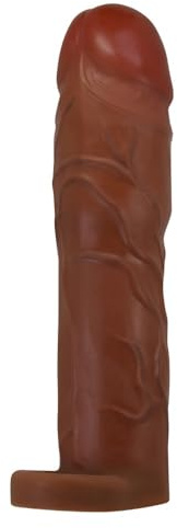 CUPIDO TOYS Prolunga Fallica 20 cm, Manicotto Marrone Guaina per Pene + 7,6 cm, Morbido estensore fallico preservativo riutilizzabile, guaina ritardante
