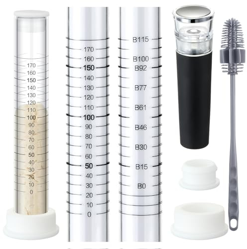 Yungyan Sourdough Aliquot Jar Kit Fermentation Tracker Sourdough Starter Tube Baking Supplies with Graduated Glass Tube Silicone Stopper Pump Cleaning Brush for Bread Proof Baking(White)