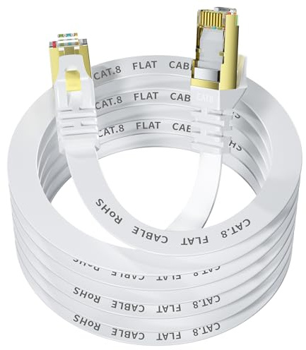 YesTXR Cat 8 Ethernet Cable 15M, 40Gbps/2000Mhz Flat High Speed Network Cable,Gigabit Internet Network LAN Cable for Gaming,Router, Modem, TV, Switch, Laptop,PC