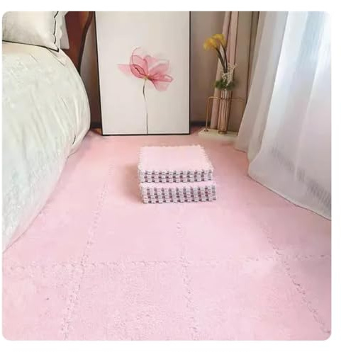 Piastrelle for moquette, 10 pezzi di piastrelle autoadesive fai da te, facili installare, robuste, antiscivolo e assorbenti, decorazione for la casa (rosa)(Pink)