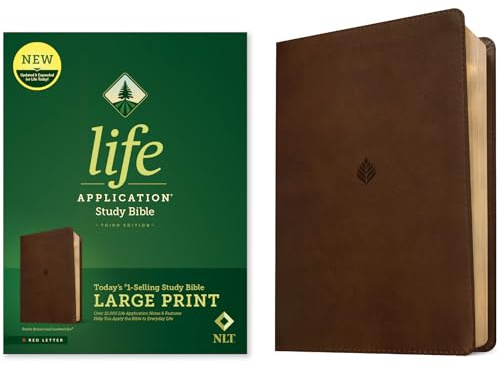 NLT Life Application Study Bible, Third Edition, Large Print (LeatherLike, Rustic Brown Leaf, Red Letter)