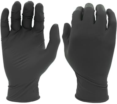 SHOWA 6112PF Sustainable EBT Latex-Free, Powder-Free, Nitrile Disposable Single Use Safety Gloves, 4 Mil, 9.5 Length, Black, Medium, (1 Box/100 Gloves)