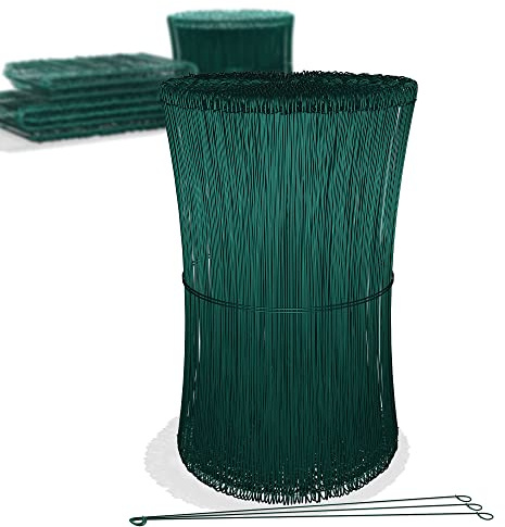 Heimfleiss Fil de liaison, gainé, vert, 1,4 x 100 à 300 mm, (1 000 pièces), en acier inoxydable et durable, pour appareil triplé, pince à enrouler et perceuse à fil