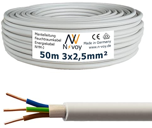 NYM-J 3x2,5 mm² 50m Mantelleitung Installationskabel Stromkabel nach DIN VDE 0250 M08