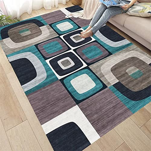 RUGMRZ Tappeti Camera Da Letto 3 Pezzi 130 x 190 cm Tappeti Cameretta Modello geometrico quadrato grigio blu durevole Stile moderno Tapeti Camera