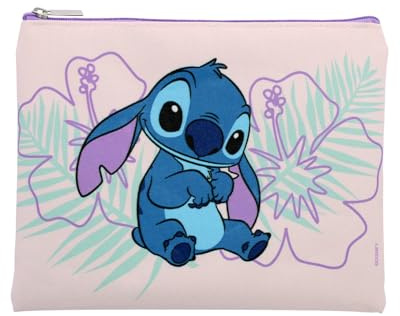 Disney – Flache Federtasche Stitch – Für Reisen, Schule & Büro – Kompaktes Format 18,5 × 15 cm – Violett – Geschenkidee für Kinder, Jugendliche &Erwachsene – Offizielles Lilo-&-Stitch-Accessoire
