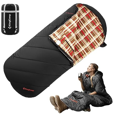 KingCamp Wearable Sleeping Bag for Adults, Cold Weather & Warm Extra Wide Big & Tall XL Portable Waterproof Flannel Sleeping Bags, Essentials Gear Accessories for Camping Backpacking Hiking