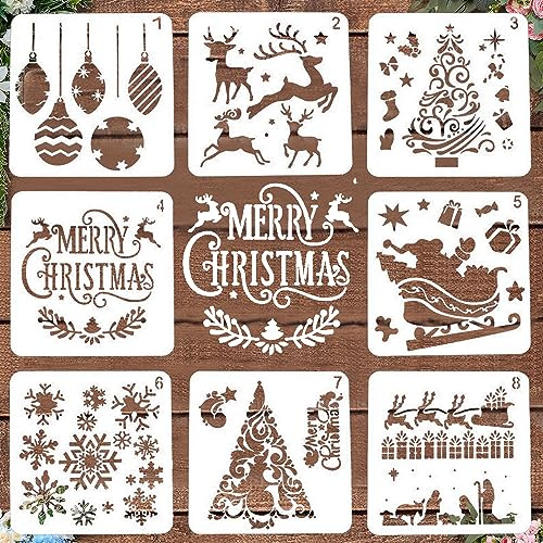 LYPER 12inch Christmas Stencils - Reusable Santa Claus, Snowmen, Snowflakes, Moose Templates for Painting DIY Crafts, Christmas Cards, Window Glass, Door, Car, Wood, Ornaments & DIY Projects