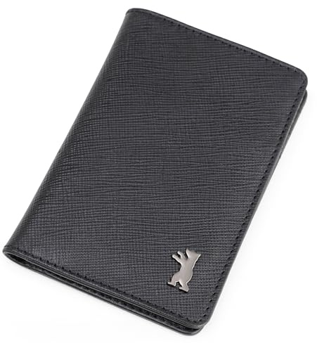 Berliner Bags Porto Portacarte Slim Uomo in Vera Pelle con Protezione RFID, 8 Carte, Tasca per Banconote, Scatola Regalo – Nero