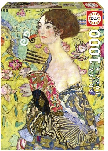 Educa - Puzzle de 1000 pièces pour Adultes | La Dame à l'éventail, Gustav Klimt. Mesure: 48 x 68 cm. À partir de 14 Ans (19932)