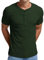 QIXING Men's Henley T-Shirts Short Sleeve Summer Tshirt Classic Slim Fit Stretch Casual Shirt with Front Placket (Dark Green, S)