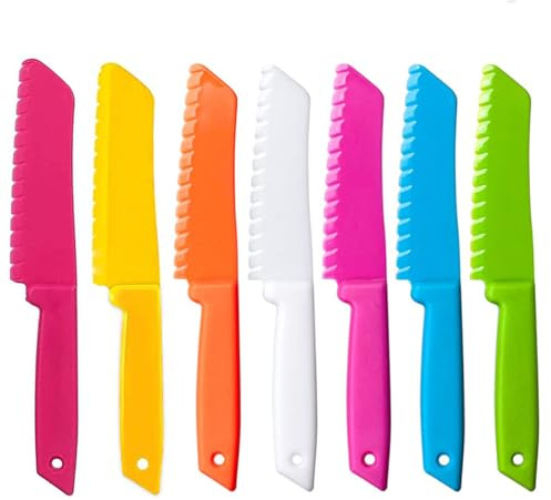 Generic 7-Piece Plastic Kid Kitchen Knife Set, Toddler Knife, Plastic Knife, Reusable Nylon Chef Knife, Safe Cooking Knives for Kids