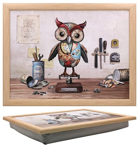 Lesser & Pavey Bug Art - Bandeja para Regazo con Forma de búho para Servir Platos, Bonitas bandejas para Comer en el Regazo para la Cena o el Desayuno, bandejas de Comida de Nuevo diseño para Regazo