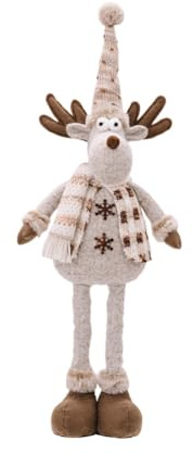 yomoe Decorazioni Natalizie in Piedi per Natale, Figura in Piedi Natalizia Imbottita con Gambe Estensibili, Peluche Natalizio Alce