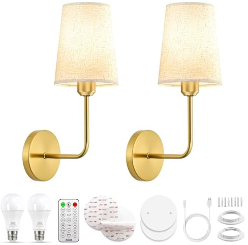 JESLED 15000mAh Battery Operated Wall Lights Set of 2 | Dimmable Magnetic LED Wireless Wall Lights with Remote | 11 Colour Temperatures | No Wiring Needed for Bedroom & Living Room