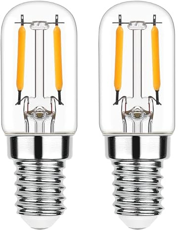 T22 - Lampadina a LED E14, 2 W, 2700 K, luce bianca calda, per frigorifero, lampadina alogena da 15 W, non dimmerabile, per macchina da cucire, cappa aspirante, freezer, set da 2