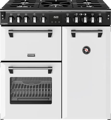 Stoves Richmond DX 90DF 90cm wide Dual Fuel Range Cooker with Gas Hob - Ice White - A Rated